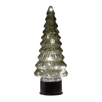 KERSTBOOMPJE GLAS DRAAIEND  20LED 3XAA BATTERIJ MET TIMER 13XH35CM GROEN
