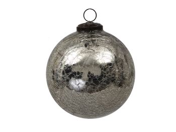 pc. 1 glass ball 'crackled' silver Ø5cm