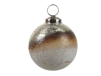 pc. 1 glass ball/hanging silver/white Ø8cm