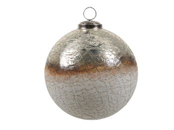 pc. 1 glass ball/hanging silver/white Ø10cm