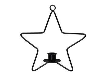 St. 1 Metall-Kerzenhalter/-aufhänger Stern schwarz 20cm