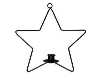 pc. 1 metal candle holder/hanger star black 30cm