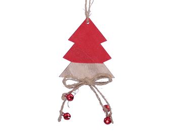 pb. 8 wooden trees/hanging natural/red 8x6.5 cm