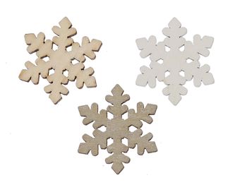 pb. 60 wooden snowflake/loose 3 ass. 3 cm