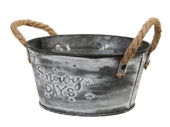 pc. 1 metal bowl w/handles grey Ø 18x9 cm