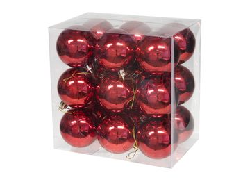 cb. 18 plastic balls red shiny 58mm