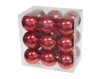 cb. 18 plastic balls red shiny 77mm