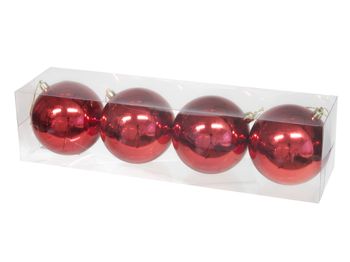 cb. 4 plastic balls red shiny 95mm