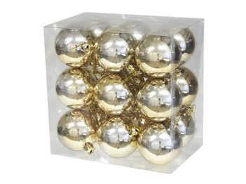 cb. 18 plastic balls gold shiny 58mm