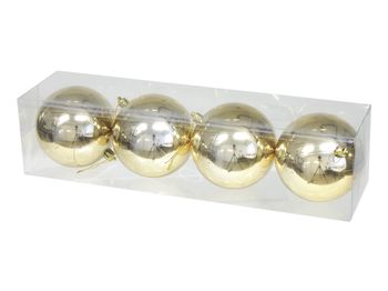 cb. 4 plastic balls gold shiny 95mm