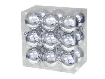 cb. 18 plastic balls silver shiny 58mm