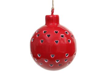 pc. 1 metal ball/hanging w/heart red 7.5x8.5 cm