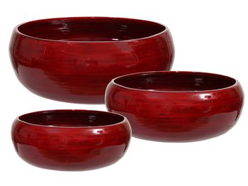 set 3 bamboo bowls red Ø17/21/25cm