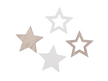 pb. 48 wooden stars white/natural 2.5 cm