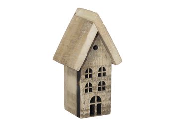 pc. 1 wooden house natural 8x5.5x15.5 cm