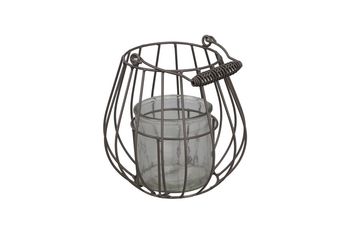 Metal wire lantern with glass Ø18x17/26cm Grey