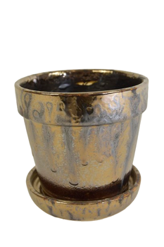 Arcey pot met schotel keramiek D13 H11cm Metal