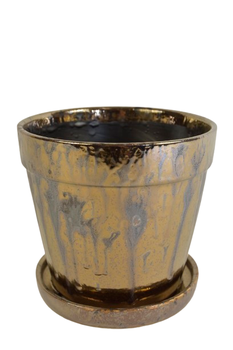 Arcey pot met schotel keramiek D17 H15cm Metal