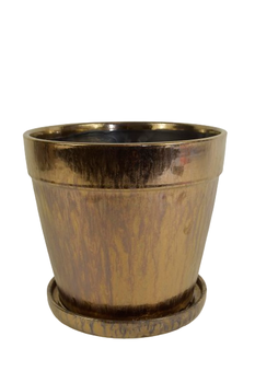 Arcey pot met schotel keramiek D27 H24cm Metal