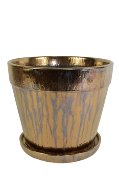 Arcey pot met schotel keramiek D30 H25cm Metal