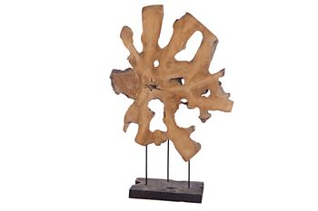 Erosion wood slice on iron feet 78cm Natural