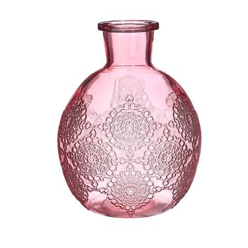 Bologna glass bottle h.17 Ø13 cm soft pink