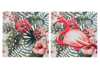 Leinwanddruck "Blumen / Flamingo" 60x60x2,5cm multi