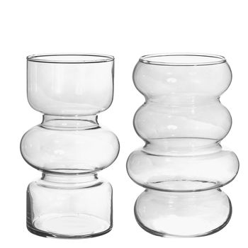 Twin glass vase Ø10 h.18 cm clear assortie