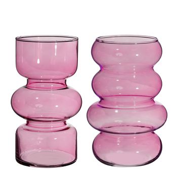 Twin glass vase Ø10 h.18 cm dark pink assortie