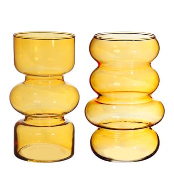 Twin glass vase Ø10 h.18 cm ocre assortie