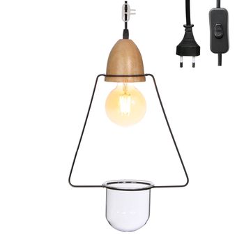 Metal triangle with wood lamp 220V l.28 w.11.5 h.45 cm