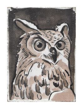 Linen wall art "Owl" 15x21x2.5cm Multi
