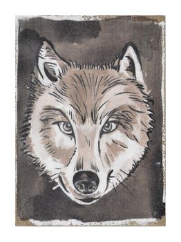 Linen wall art "Wolf" 21x30x2.5cm Multi