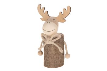 Wooden moose 8.7x5.5x16cm Natural