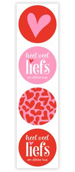 Rolle mit 500 Etiketten ''Lots of Love'' Ø35mm rot/rosa Combi