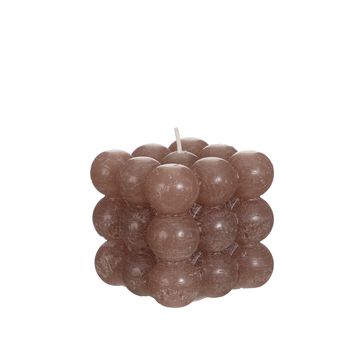 Bubble candle 8x8x8 cm taupe