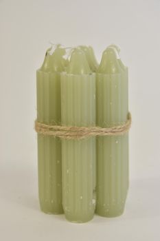 Set 7 pencil taper candle h. 11cm dusty green