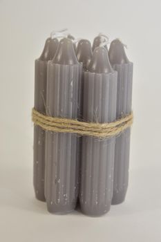 Set 7 Bleistift Kegel Kerze h. 11cm grau