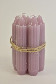 Set 7 pencil taper candle h. 11cm mauve pink