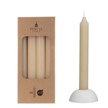 Set 4 pencil candle h.20 Ø2,2 cm creme