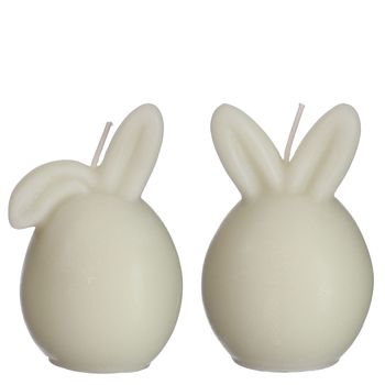 Kaars ''Bunny'' crème 2 assorti D6,5 H9,5cm
