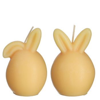 Kaars ''Bunny'' geel 2 assorti D6,5 H9,5cm