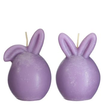 Kaars ''Bunny'' lavendel 2 assorti D6,5 H9,5cm