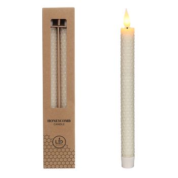 LED honeycomb Candle set/2  Ø2.2 h. 25cm Creme