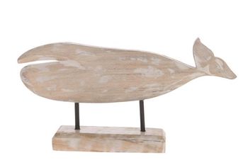 Whale on stand mango wood  15x30x5cm White-wash