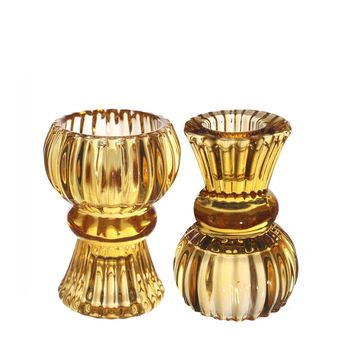 Duo candle holder Nora Ø6 x h.8 cm ocre
