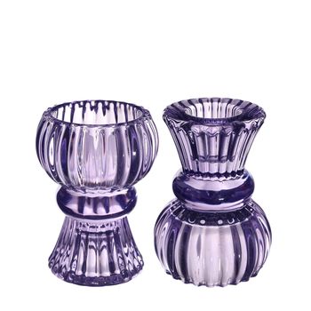 Duo candle holder Nora Ø6 x h.8 cm purple