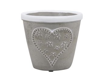 pc. 1 flowerpot "cement" grey/white Ø12x11cm