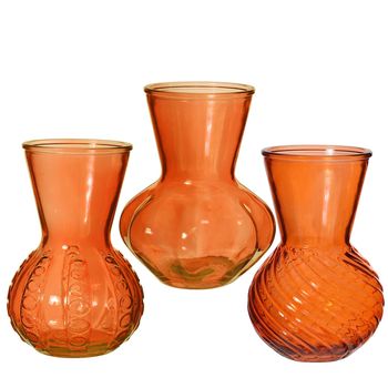 Vase Kristallglas 3 sortiert Ø13 h.18 cm orange