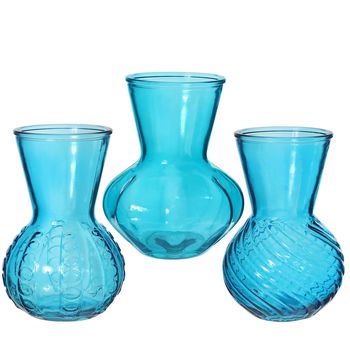 Vase Kristallglas 3 sortiert Ø13 h.18 cm ozeanblau